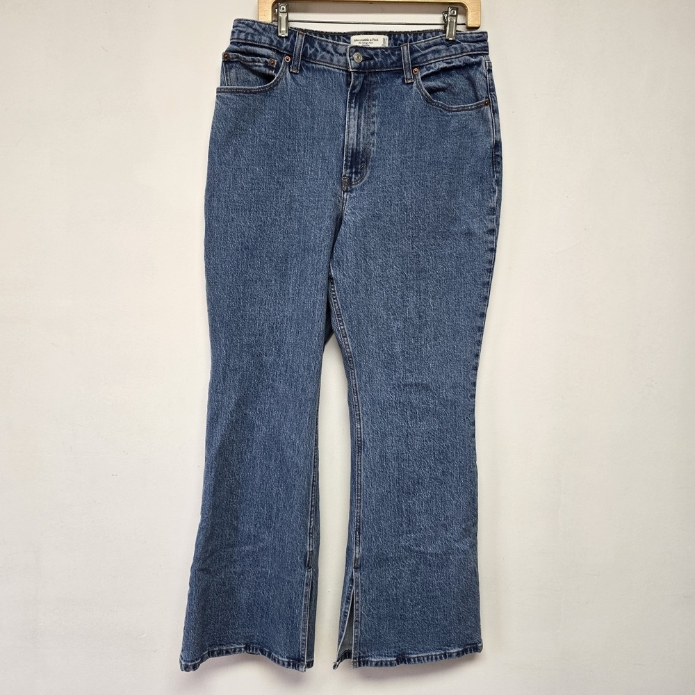 Abercrombie & Fitch Curve Love 31/12 Jeans High Rise Denim Flare Ankle Slits